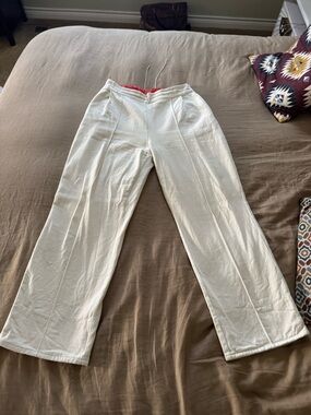 Good Alma White Trousers with Orange Floral Lining